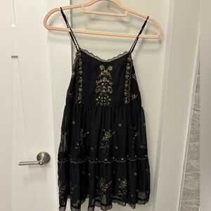 Urban Outfitters Black Dress with Gold Detailing